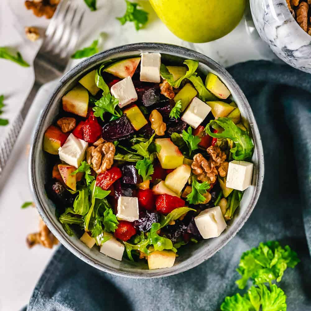 Roasted Beetroot and Feta Salad with Walnuts - The Yummy Bowl