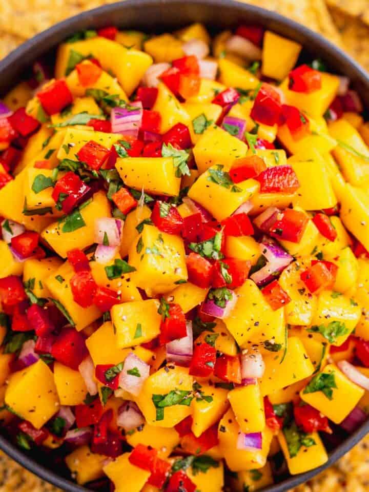 mango recipes and label reads: 60+ fresh mango recipes.