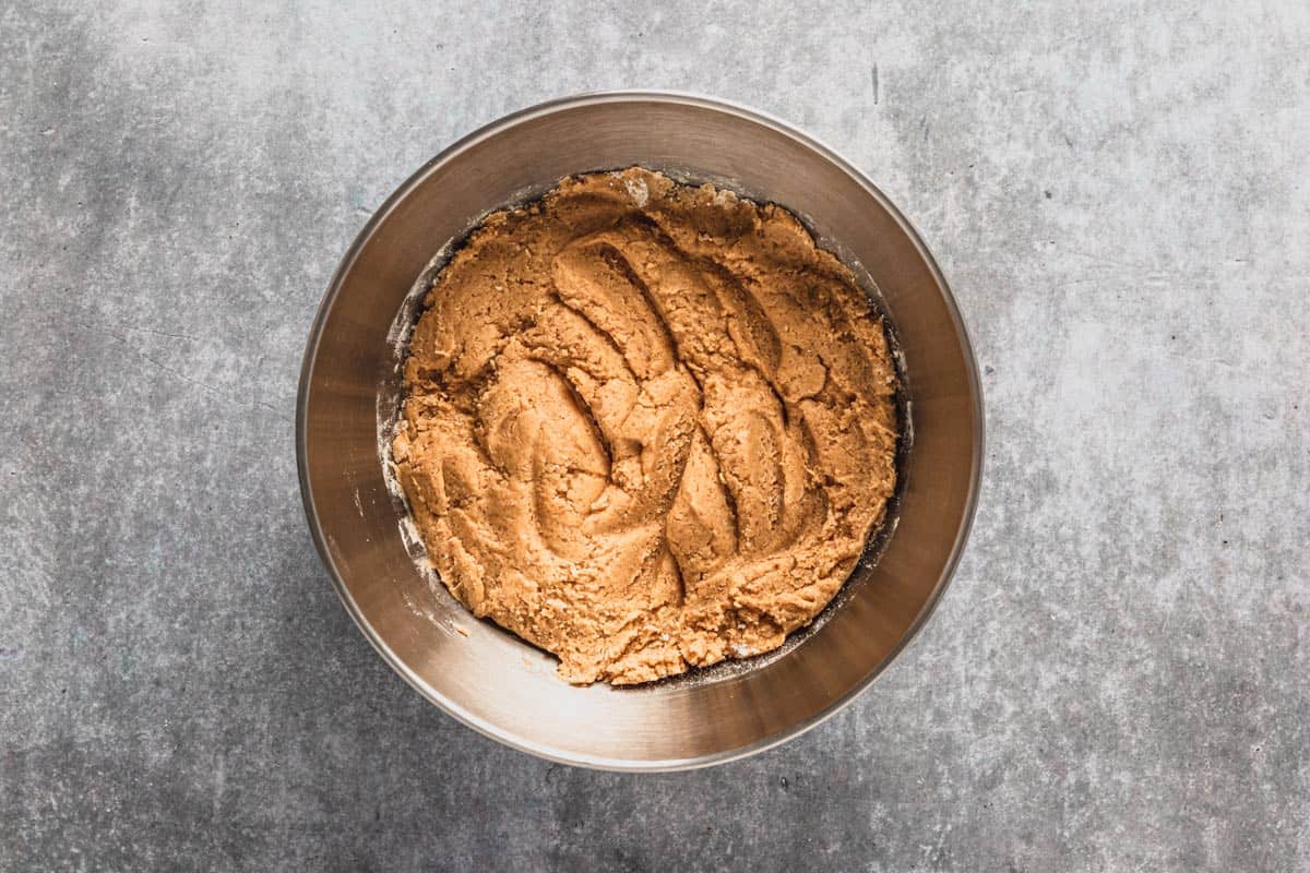 peanut butter cookie dough in bowl
