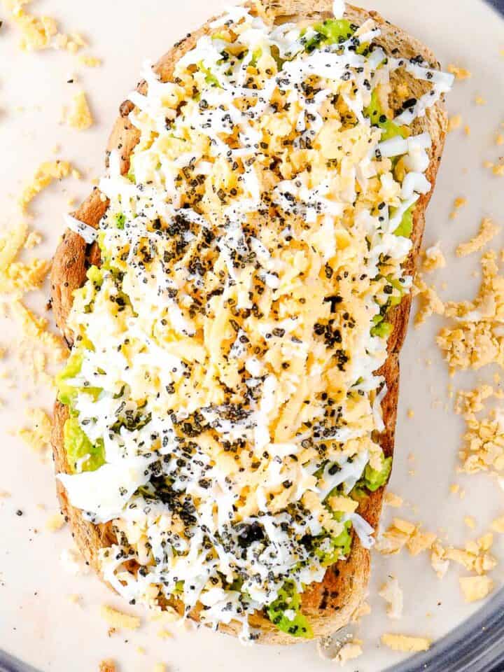 grated egg avocado toast.