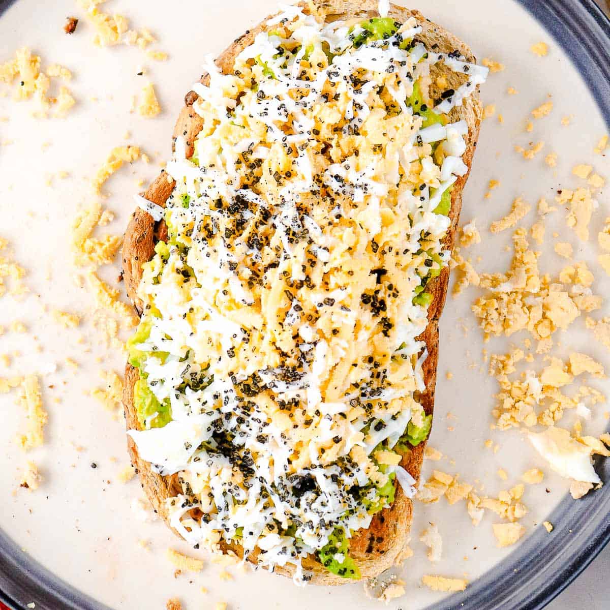grated egg avocado toast.