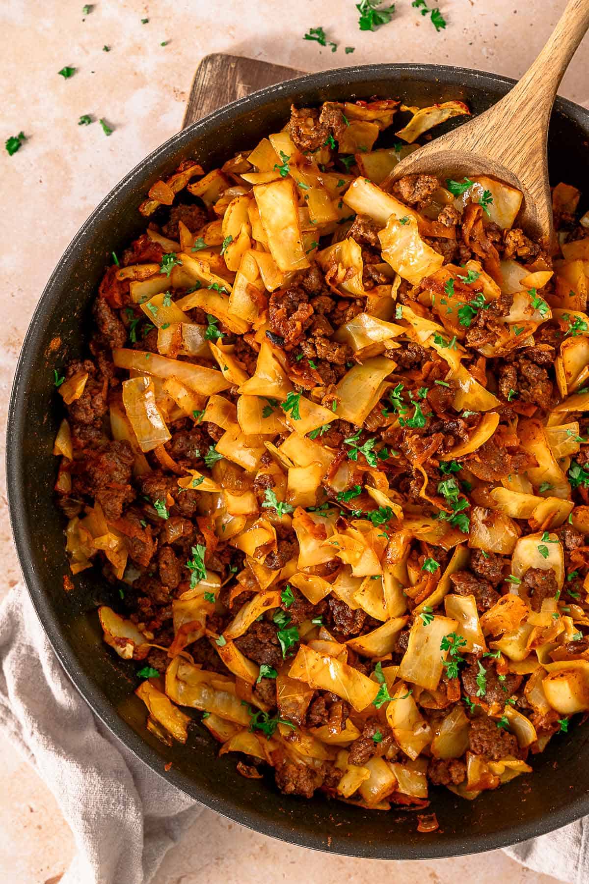 ground beef and cabbage bowl.