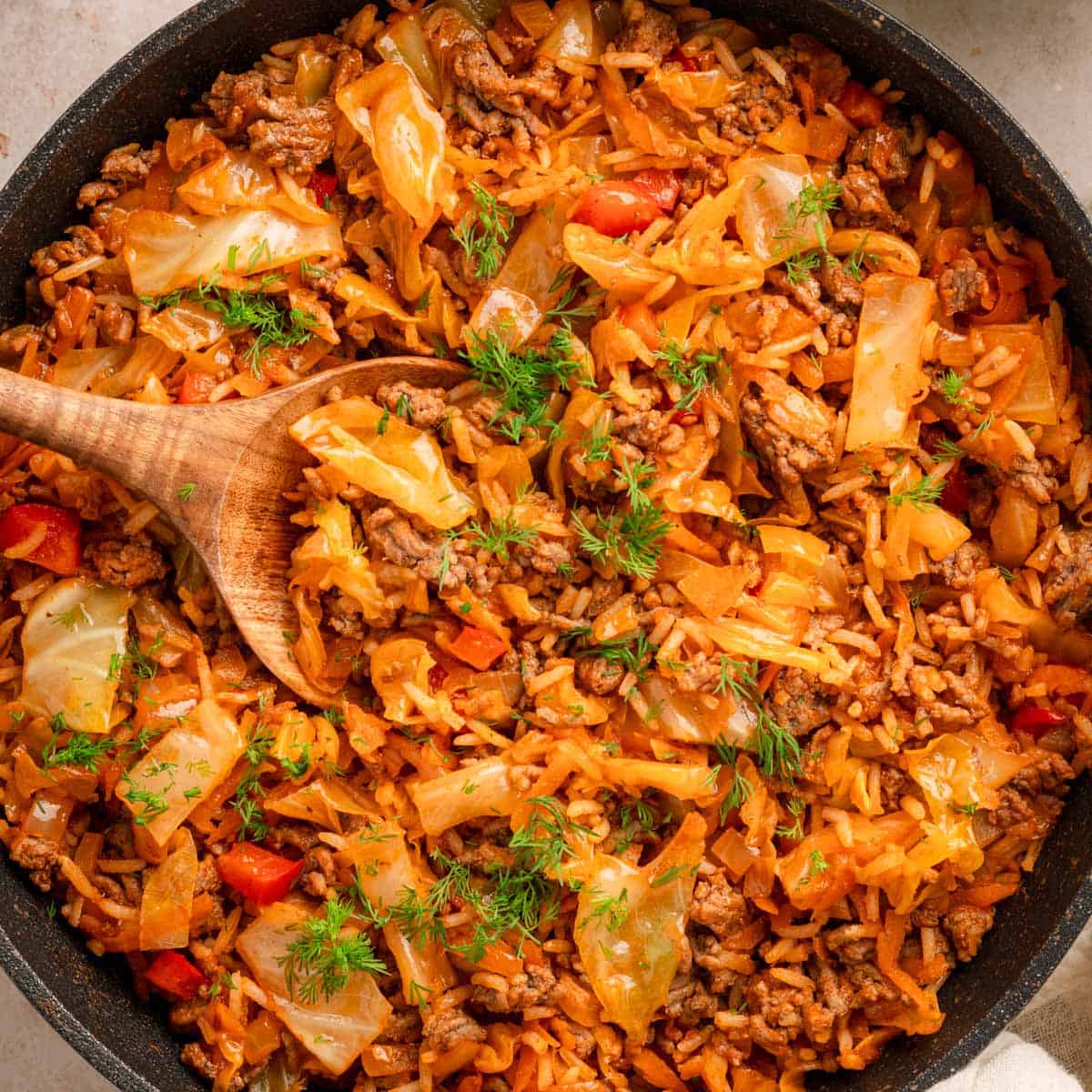Cabbage Ground Beef and Rice.
