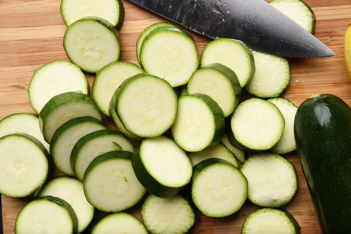 a bunch of sliced zucchinis.