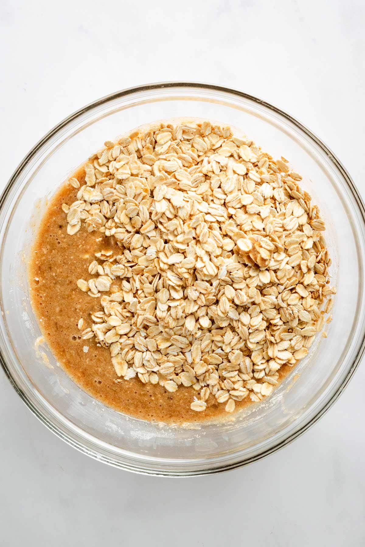 oats and peanut butter in a bowl
