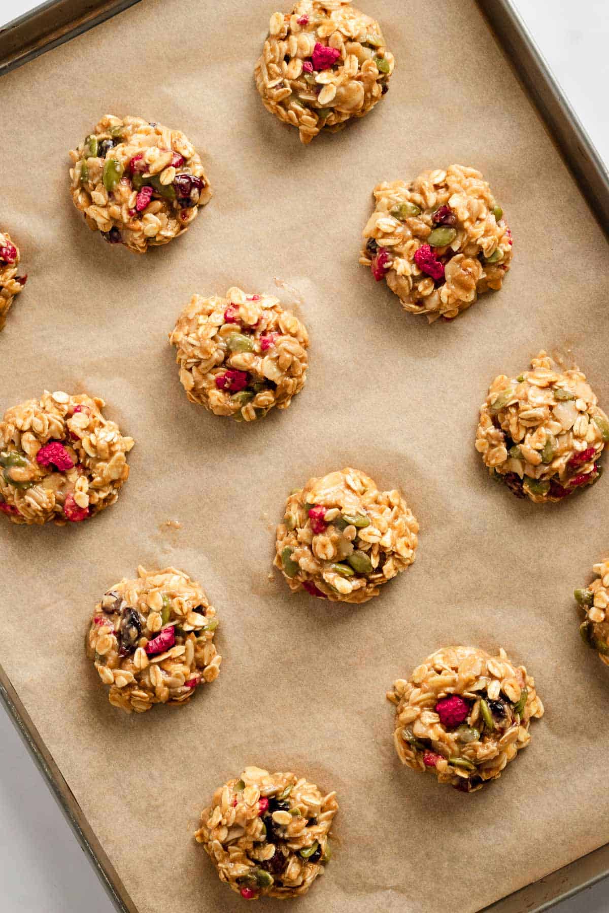 a stack of healthy oatmeal breakfast cookies before baking