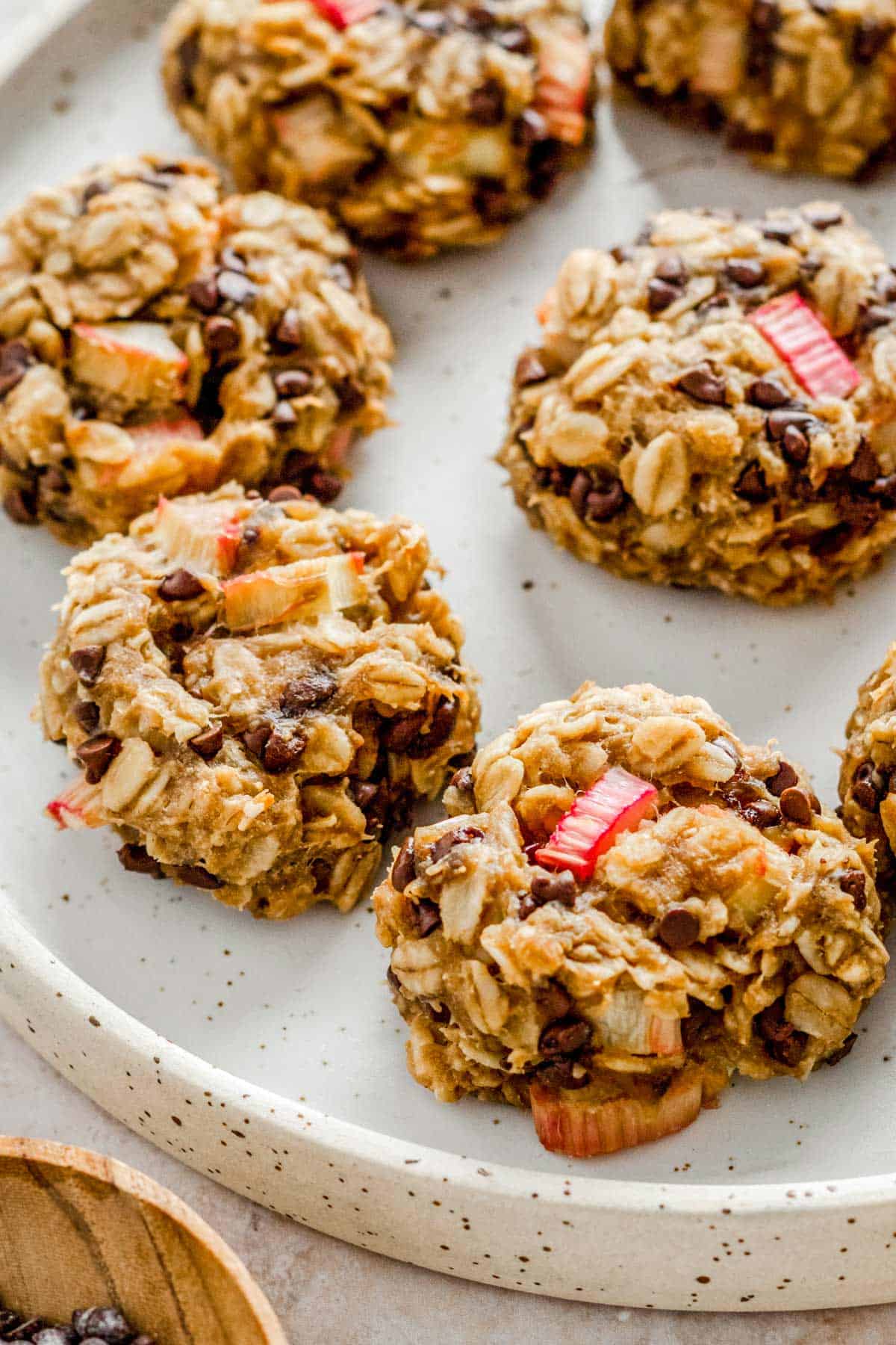 rhubarb cookies on a plate