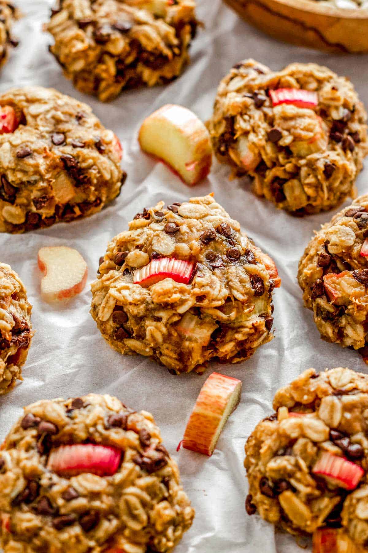 rhubarb cookies on a plate