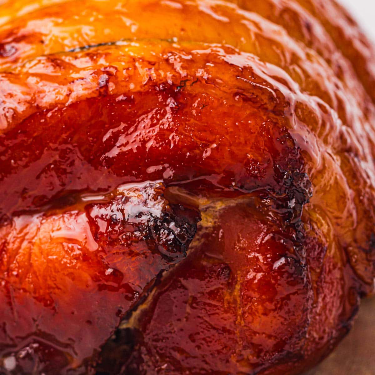 Tied boneless ham roast before glazing.
