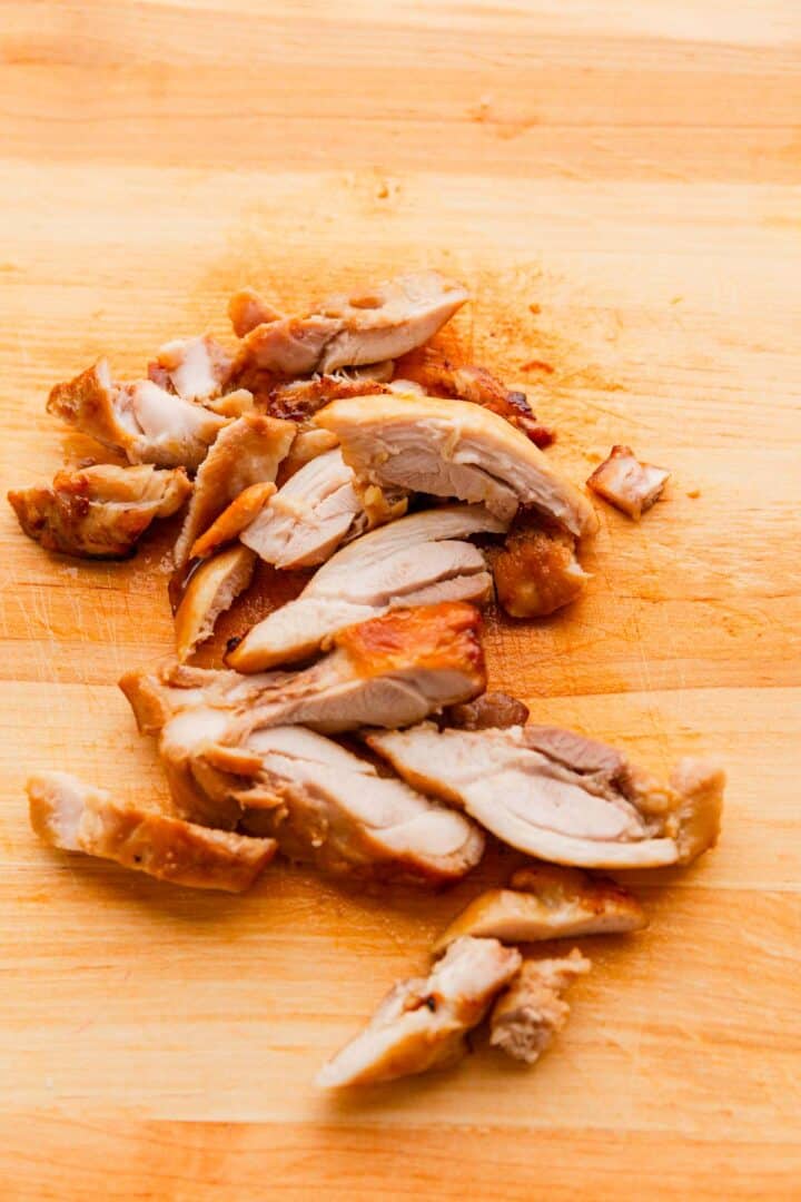sliced baked chicken thighs.