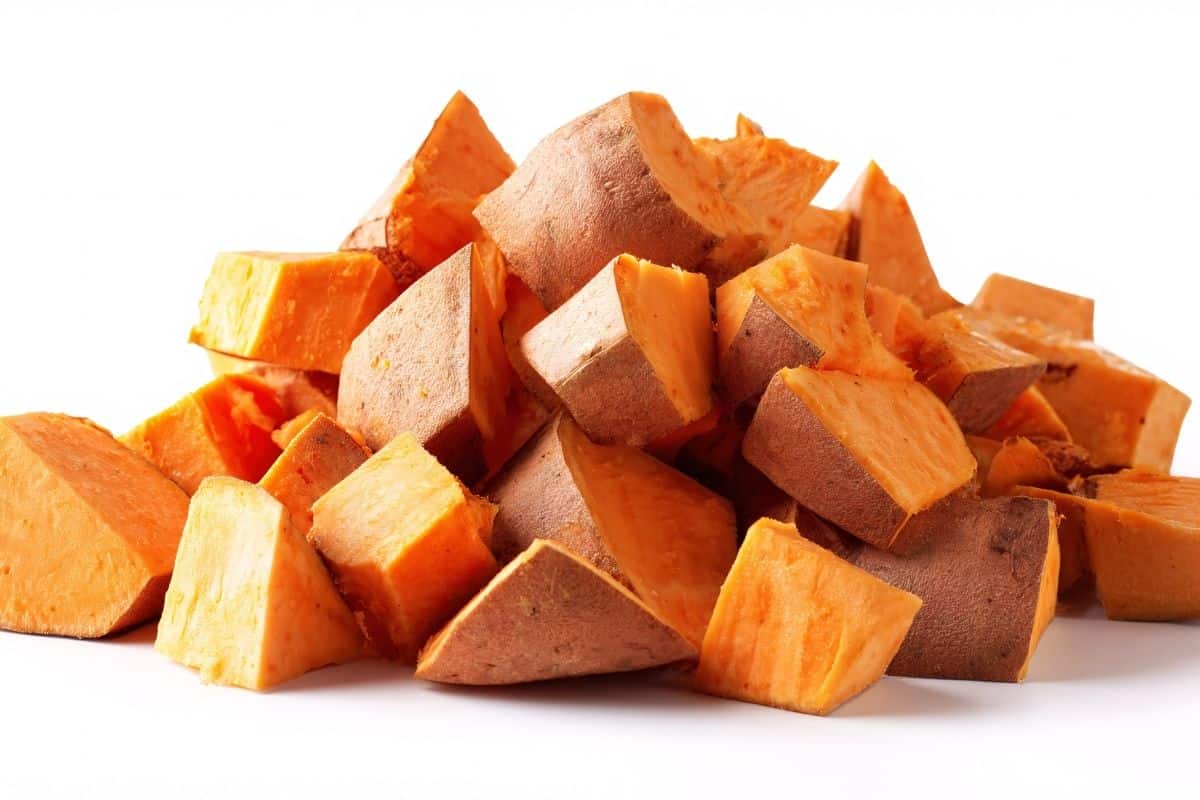 sweet potato cubes.