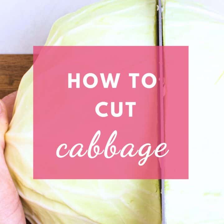 Cutting whole cabbage head.
