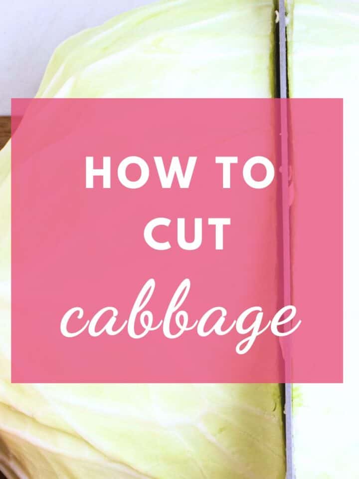 Cutting whole cabbage head.
