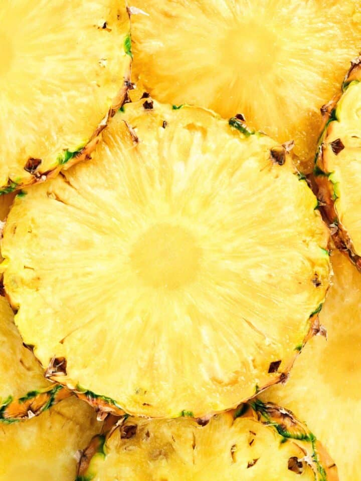 pineapple slices cut in half.