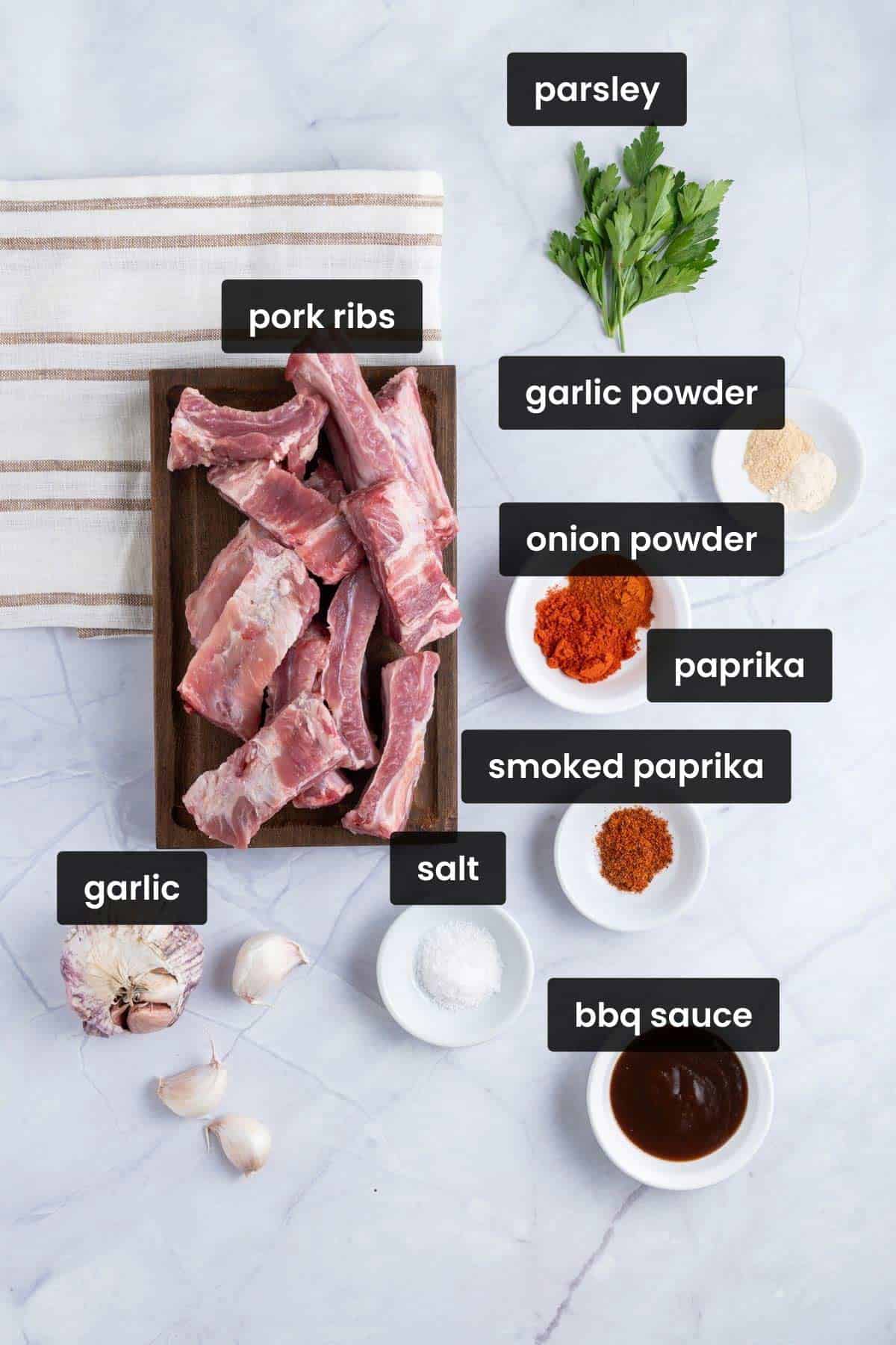 ingredients for air fryer ribs.