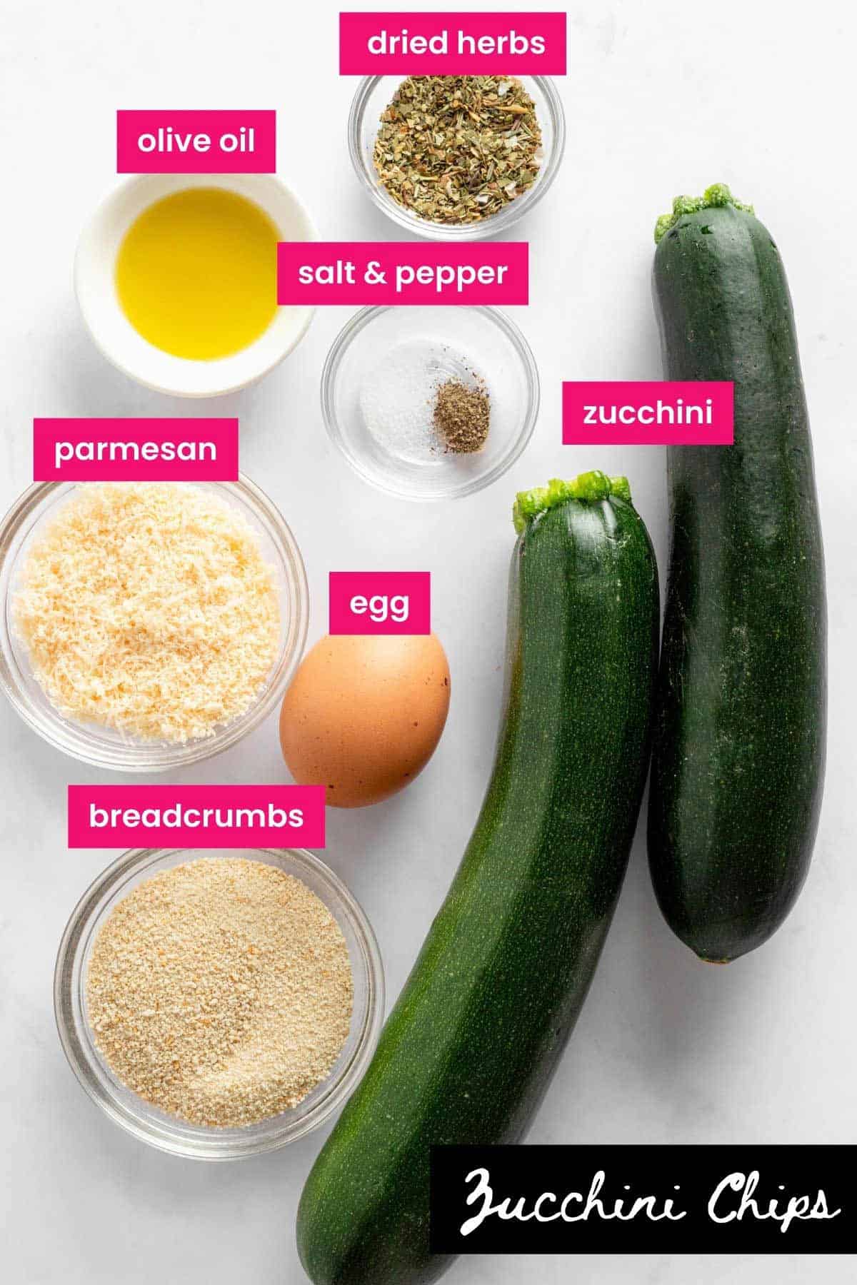 ingredients for air fryer zucchini chips.
