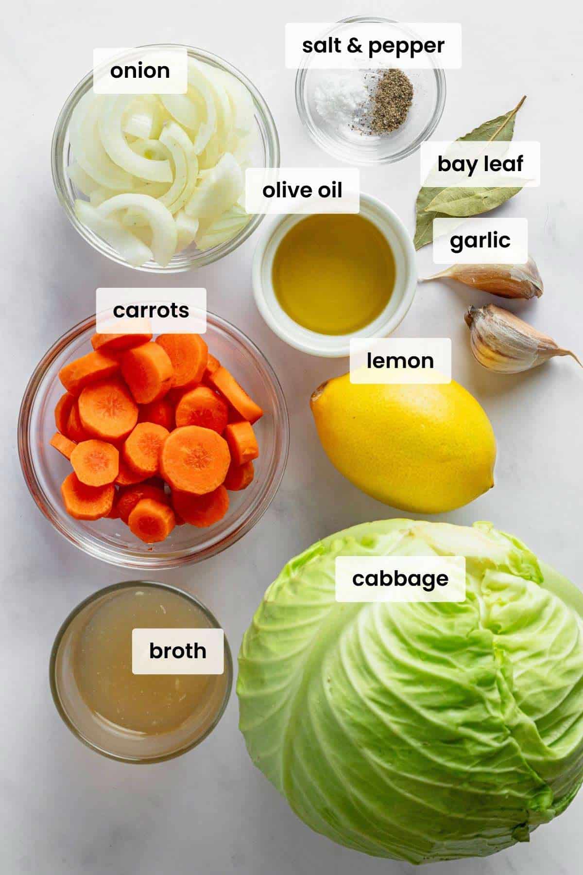 ingredients for braised cabbage.