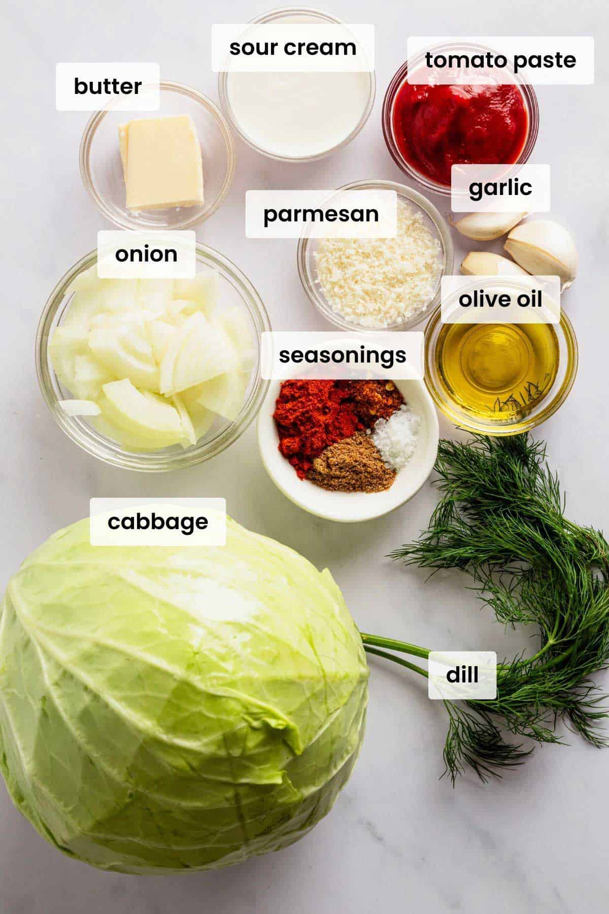 ingredients for oven baked cabbage wedges.