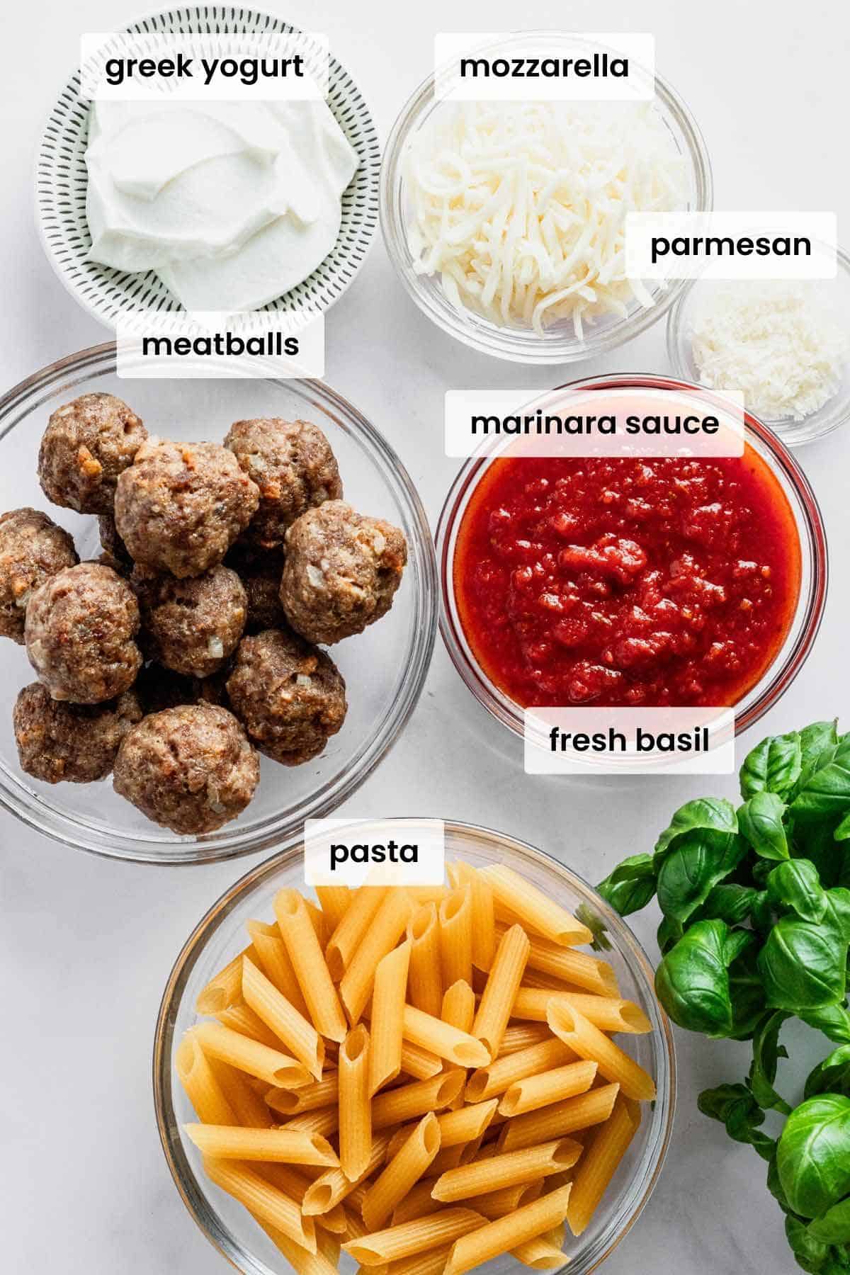 ingredients for meatball casserole.