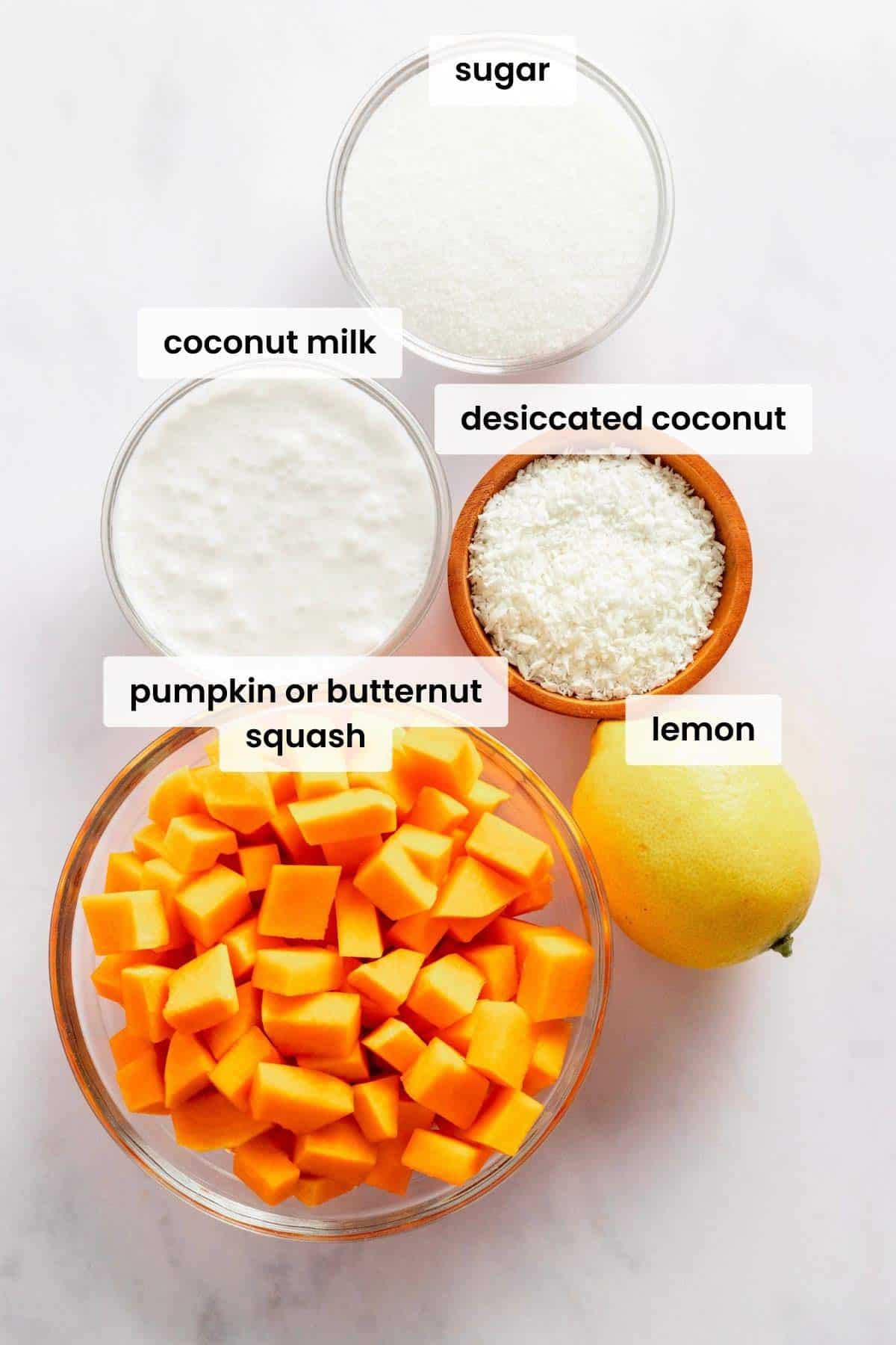 ingredients for pumpkin jam.