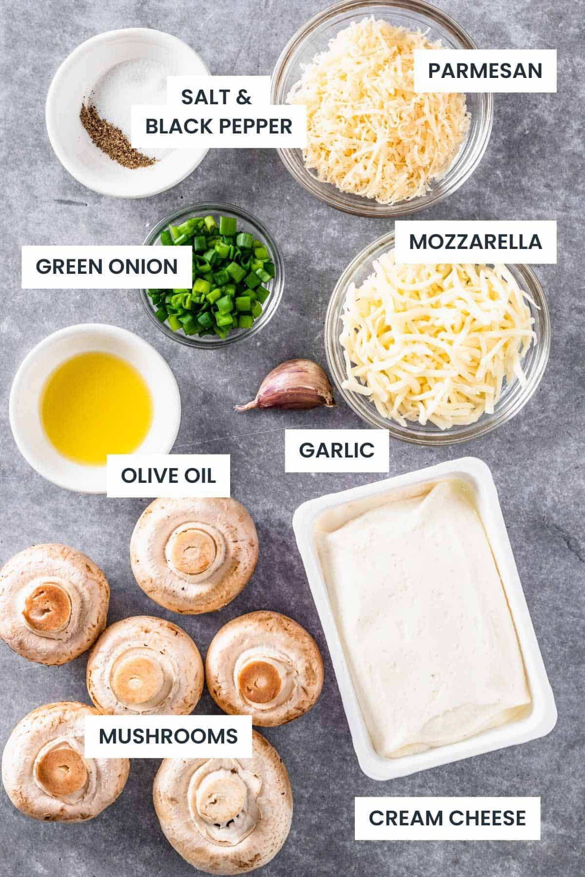 Ingredients for gluten free stuffed mushrooms