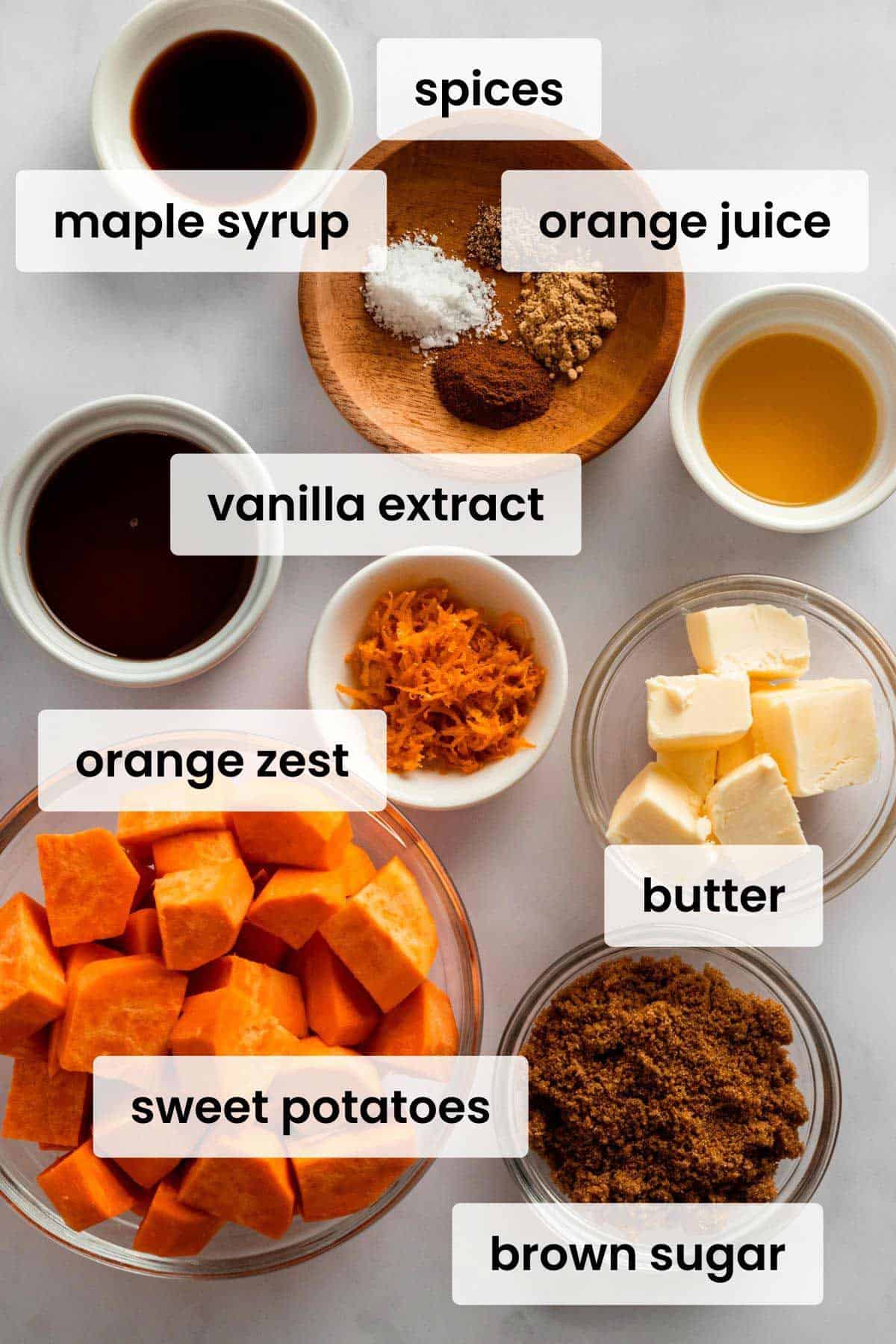 ingredients for sweet potato yams.