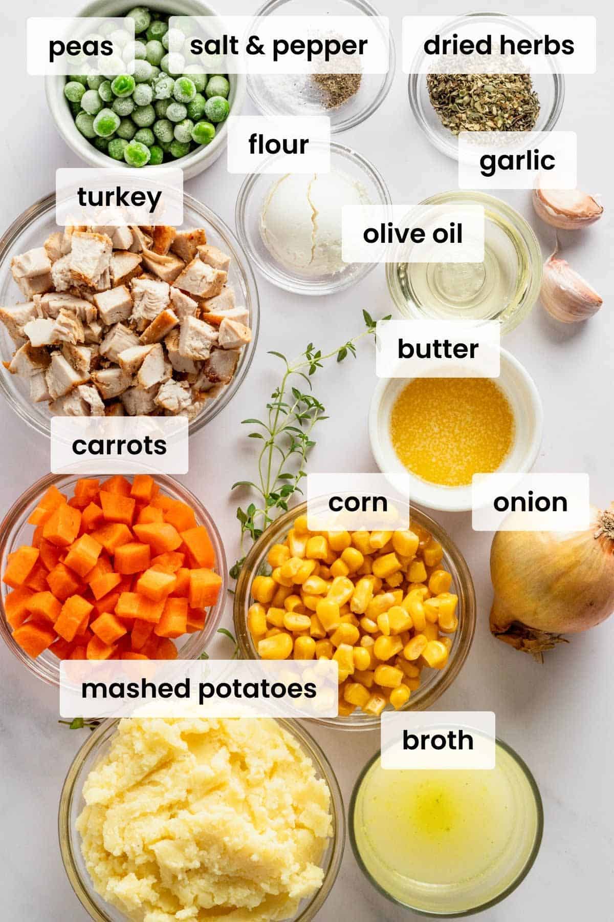 ingredients for turkey cottage pie.
