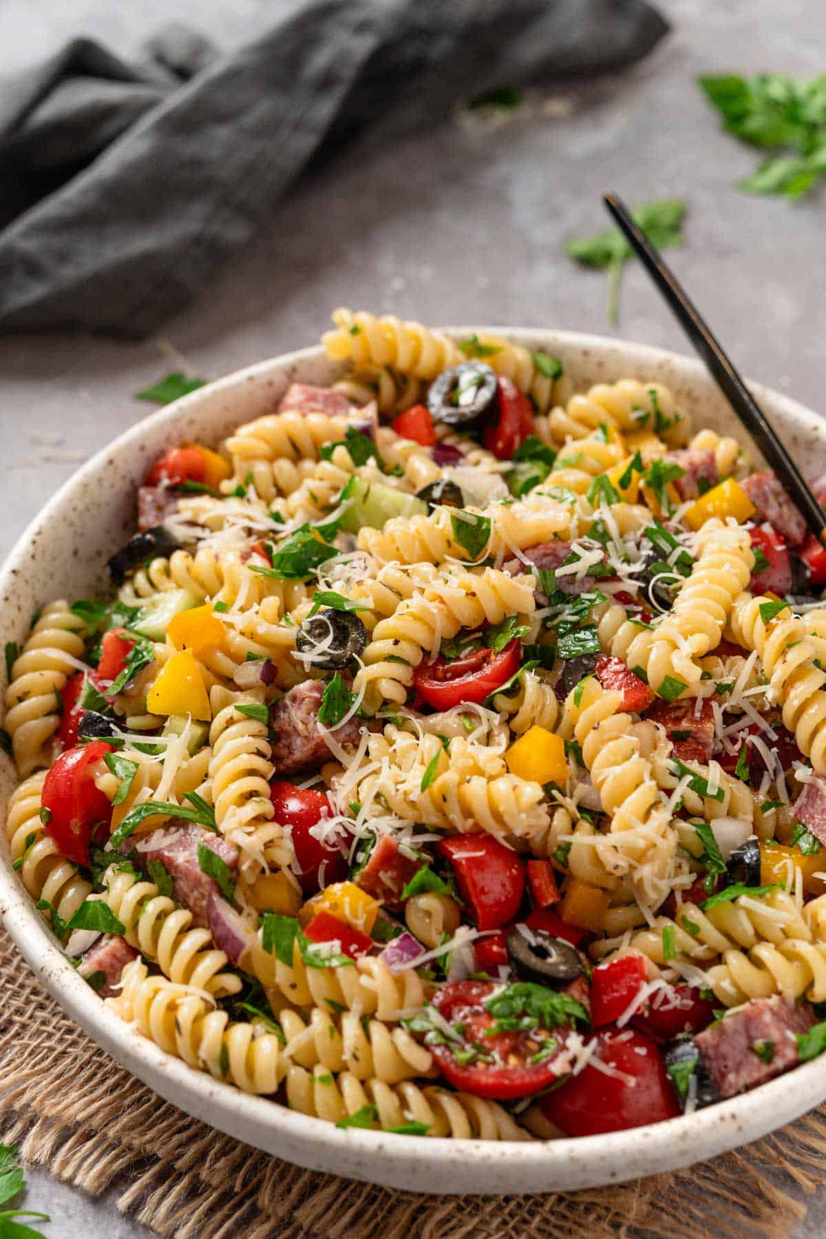 Pasta Salad with Grilled Italian Sausage, Peppers, Mushrooms, & Cherry  Tomatoes (Vegan) - Vegetarian Gastronomy
