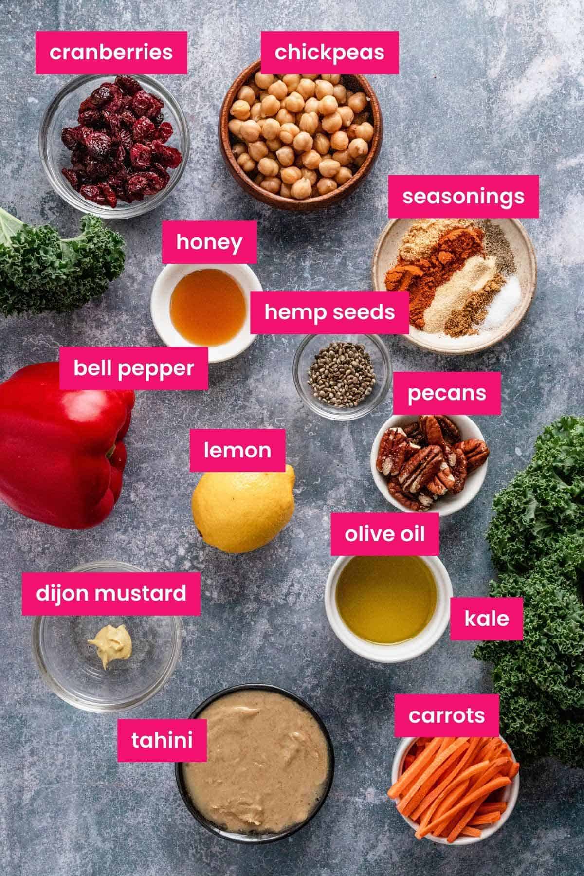 kale salad and lemon tahini dressing ingredients