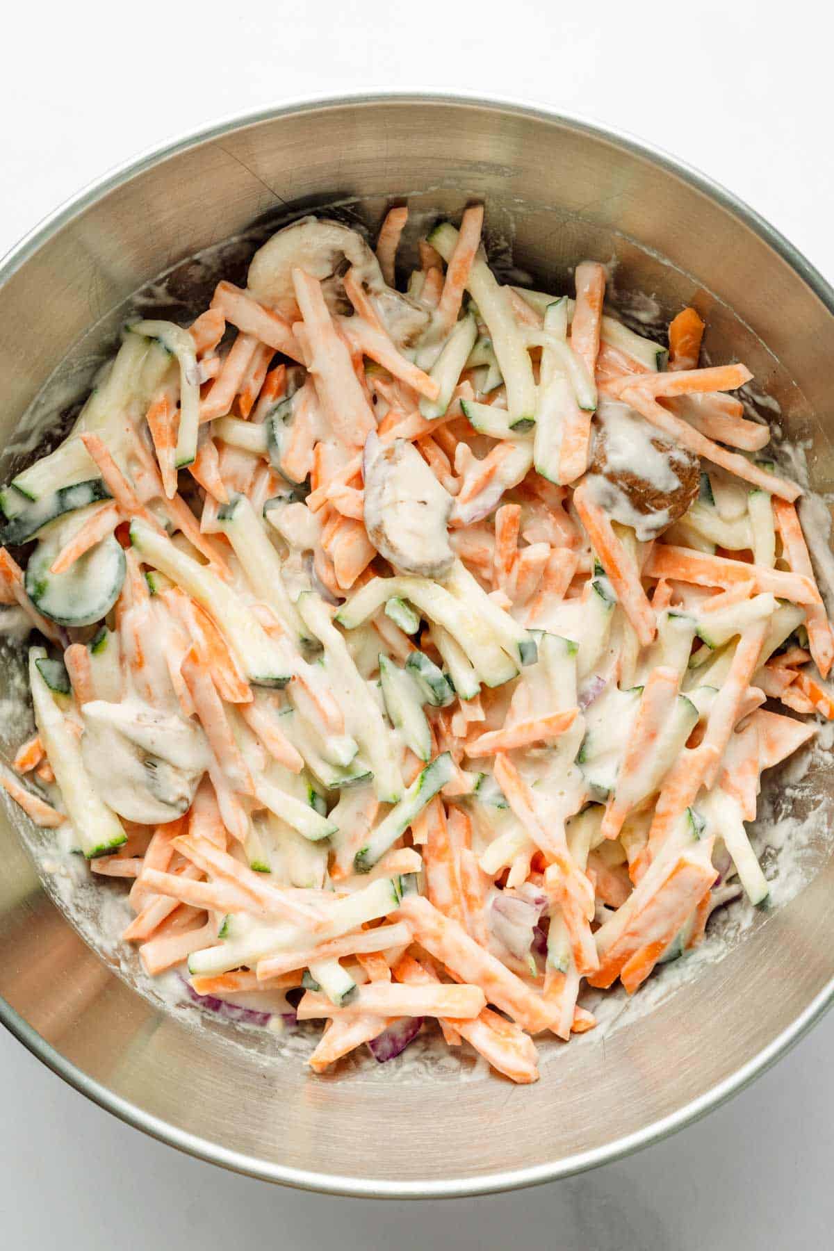 Vegetable and flour mixture for Korean Pancakes.