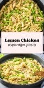 lemon asparagys pasta in skillet