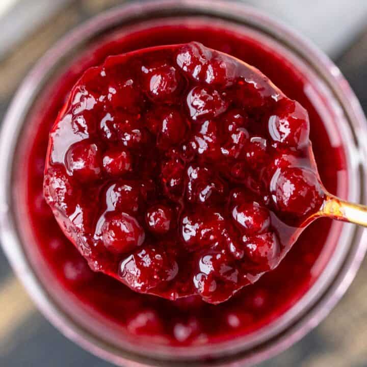 Lingonberry Sauce in a glass jar