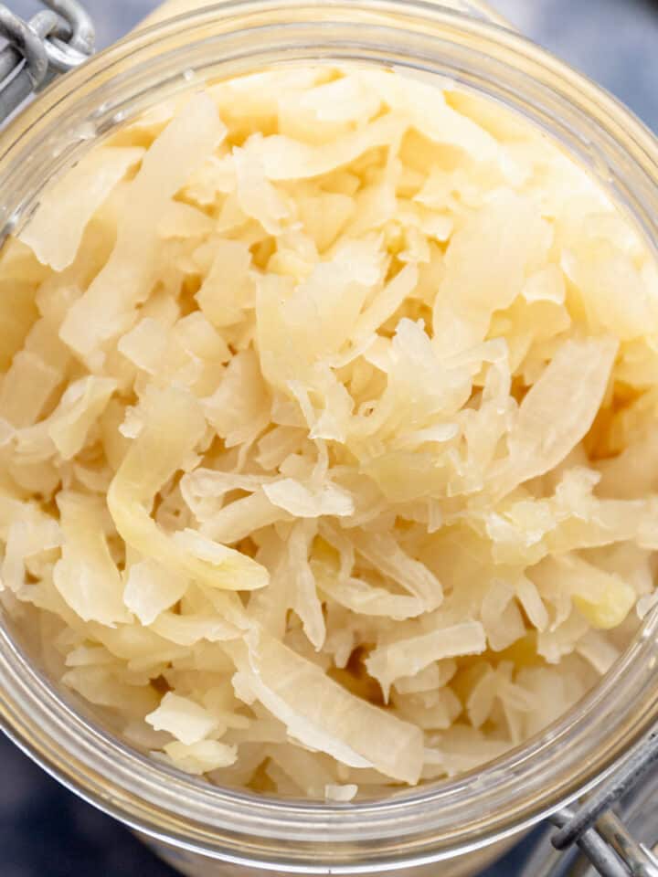 fermented sauerkraut in a jar.