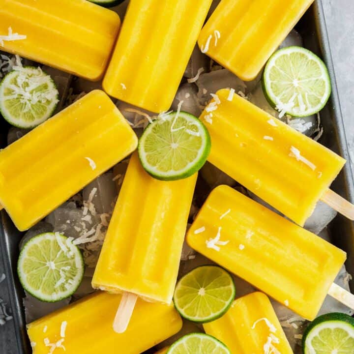 a tray of mango popsicles