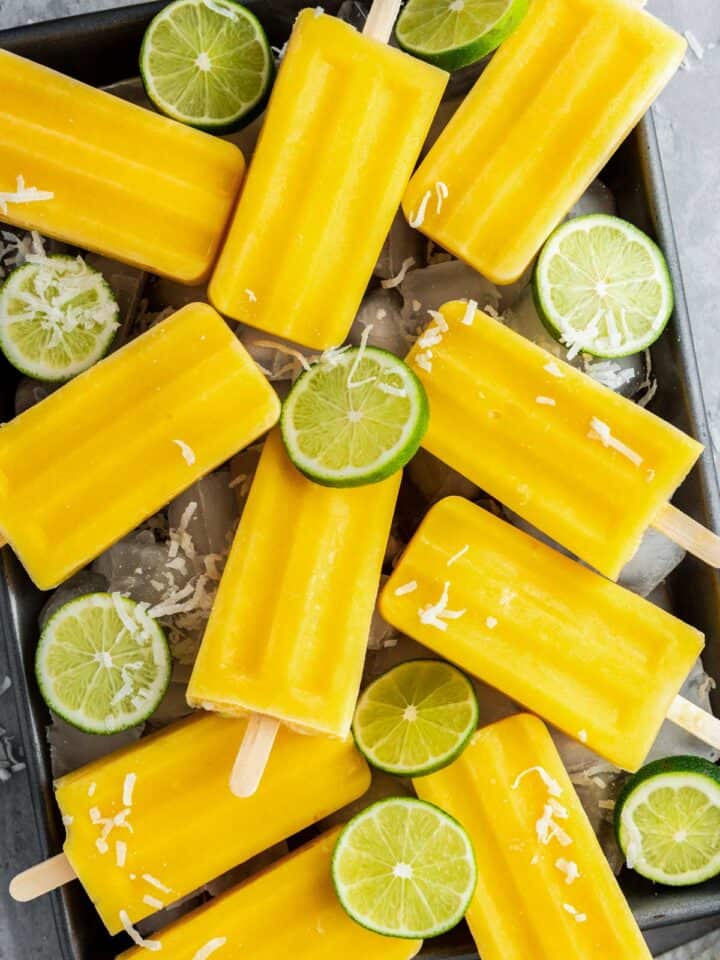 a tray of mango popsicles