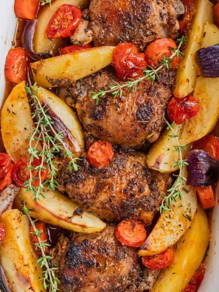 chicken thighs in mediterranean seasoning blend.