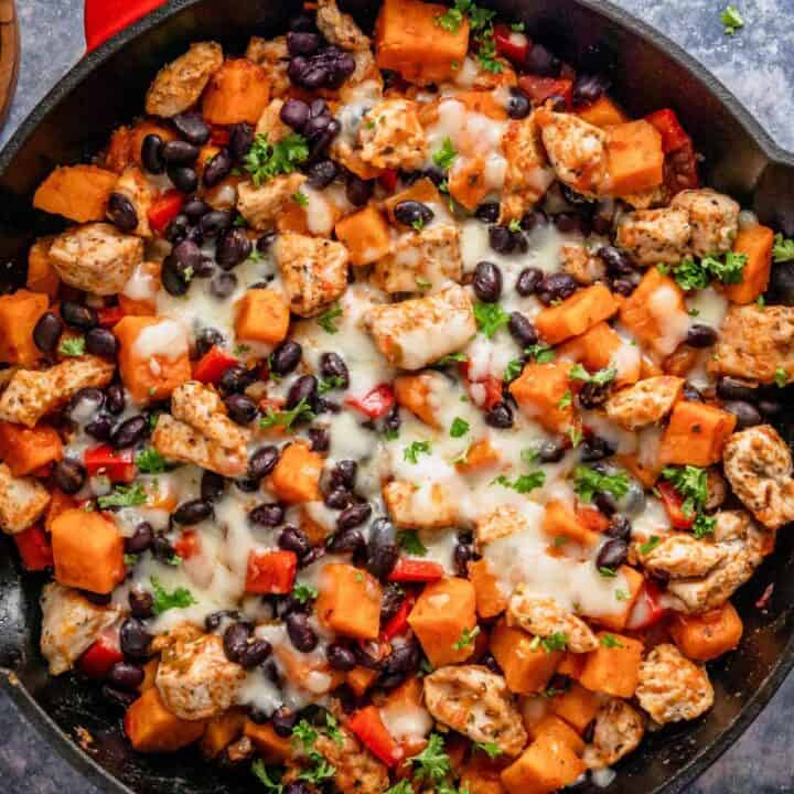 mexican chicken with sweet potatoes skillet.