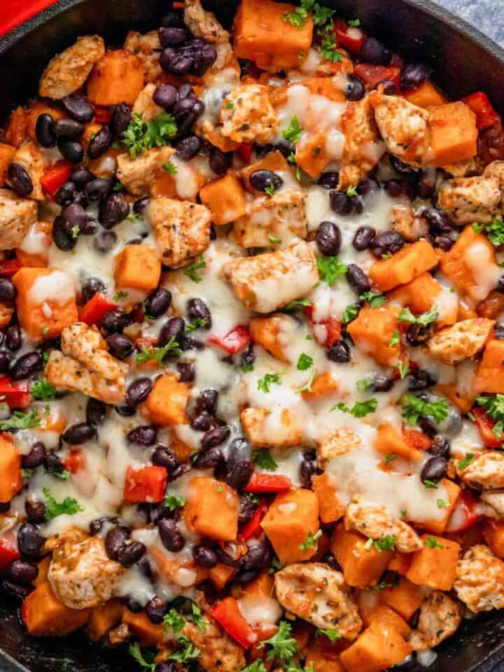 mexican chicken with sweet potatoes skillet.