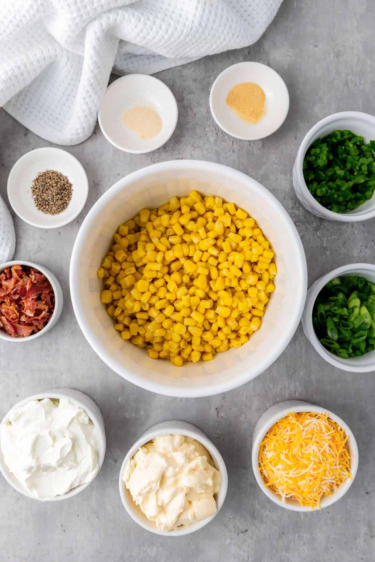 all ingredients for a creamy corn dip