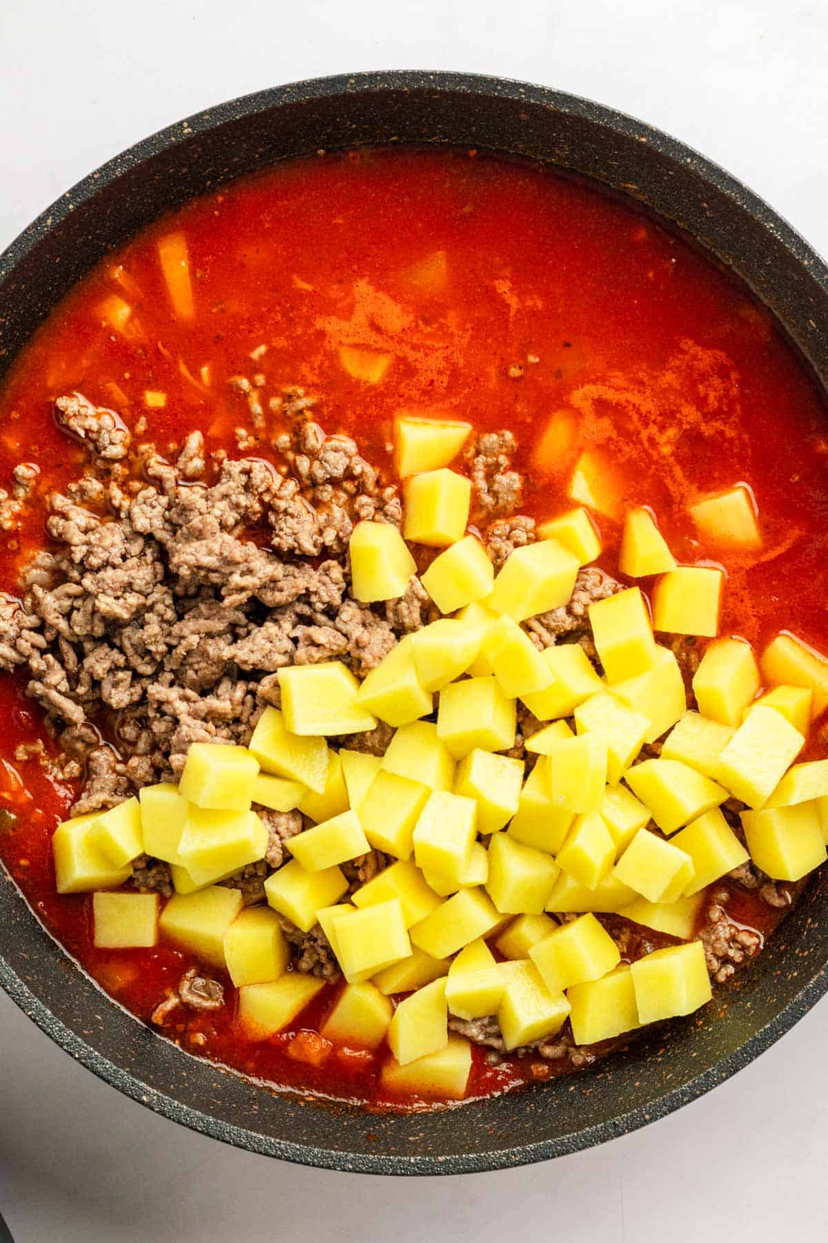 One Pan Mexican Picadillo recipe with potatoes.