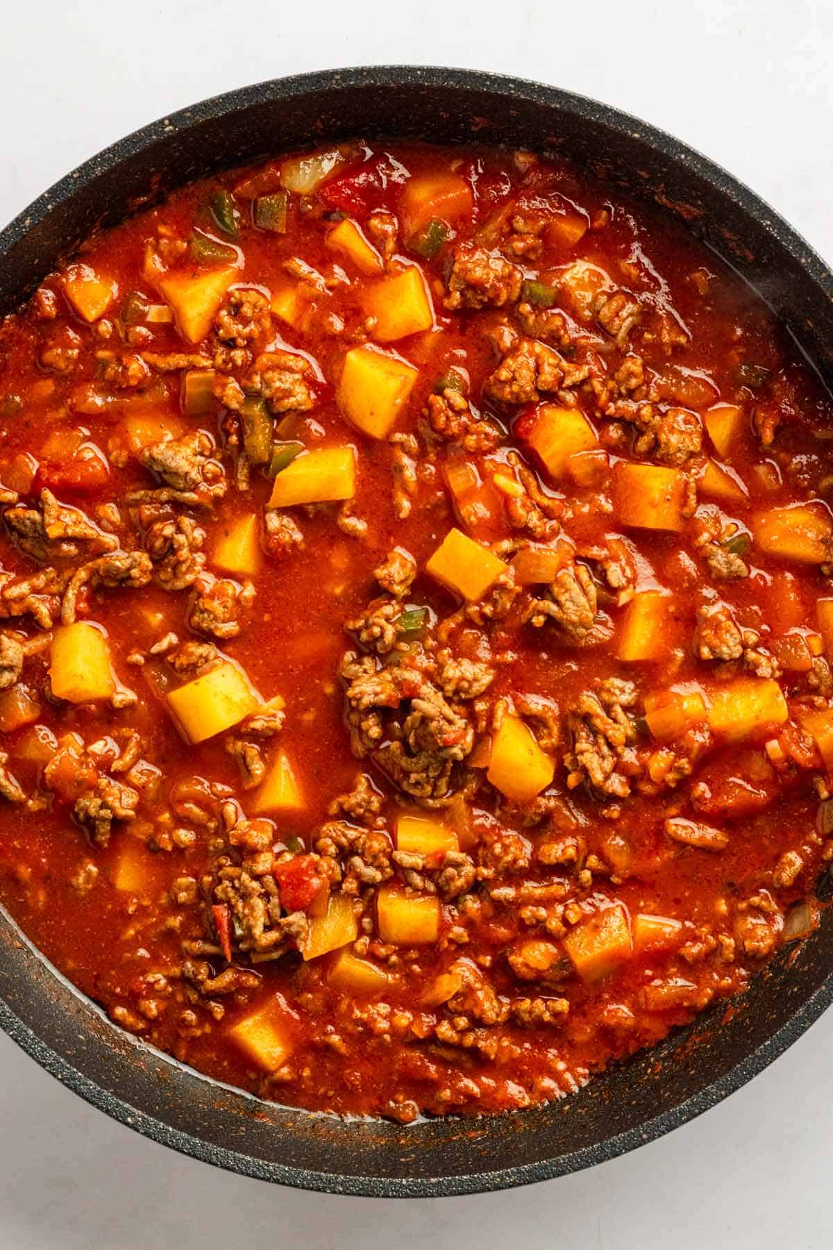 One Pot Mexican Picadillo recipe with potatoes.