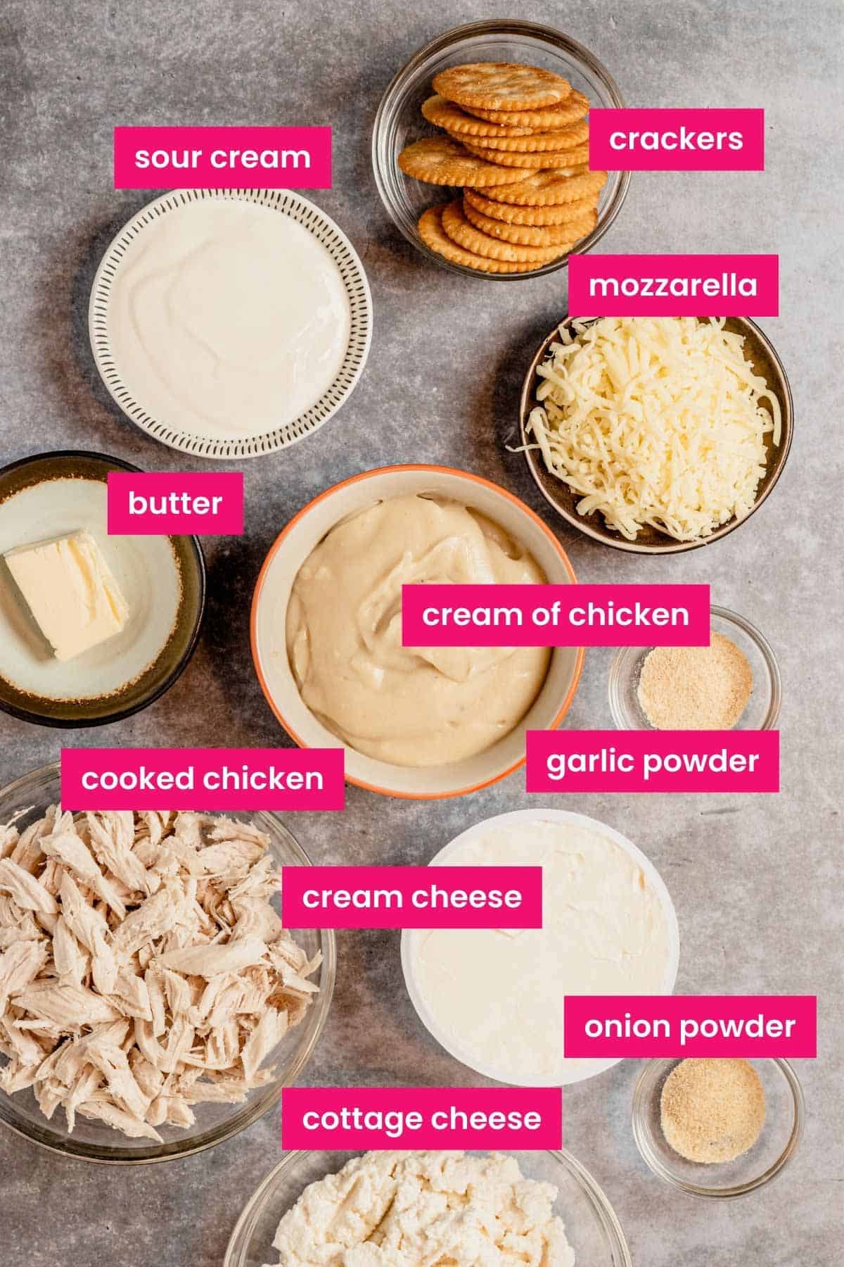 Ingredients for Million Dollar Chicken Casserole