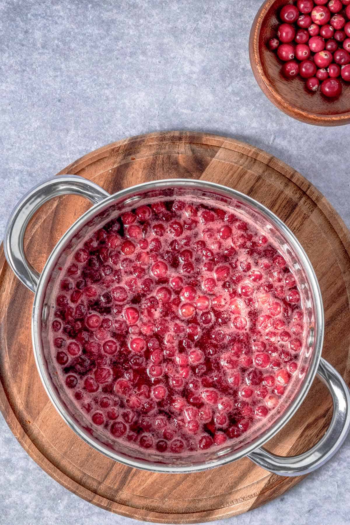 whole cranberry sauce in a pot