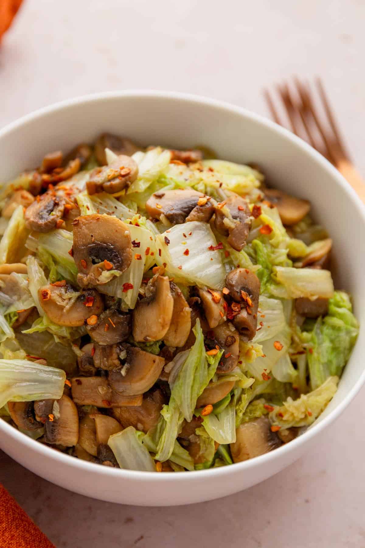 chinese cabbage stir fry with mushrooms.