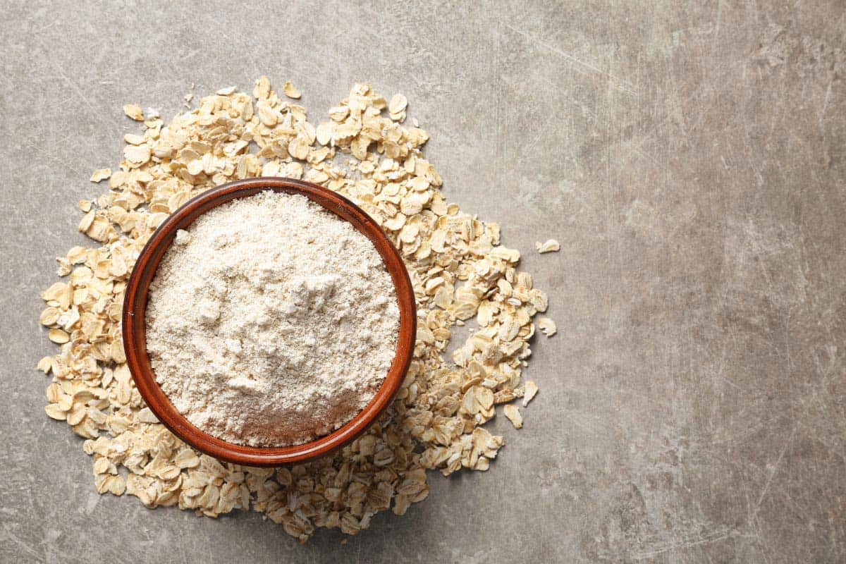 oat flour in a bowl.