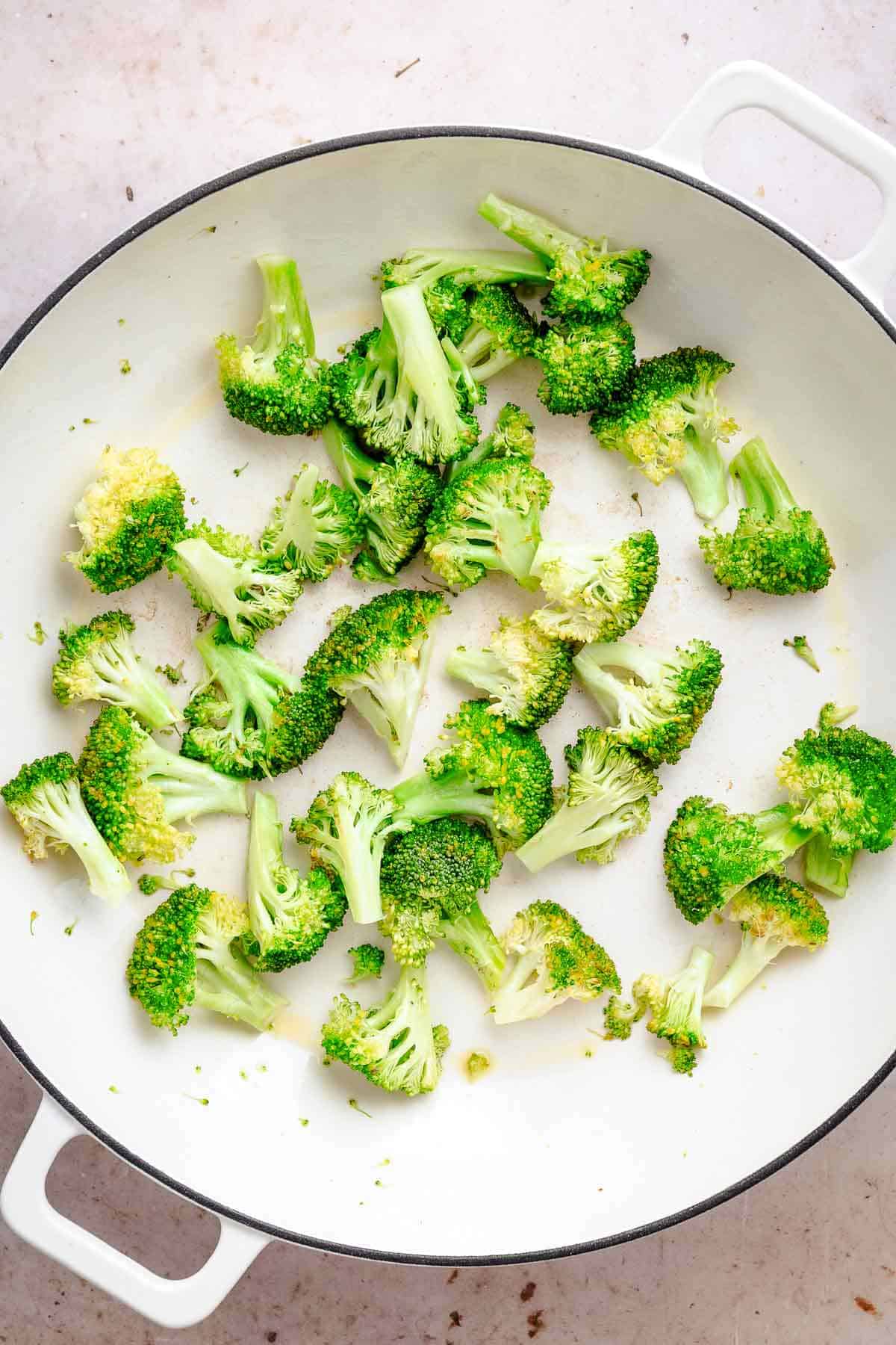 broccoli in skillet.