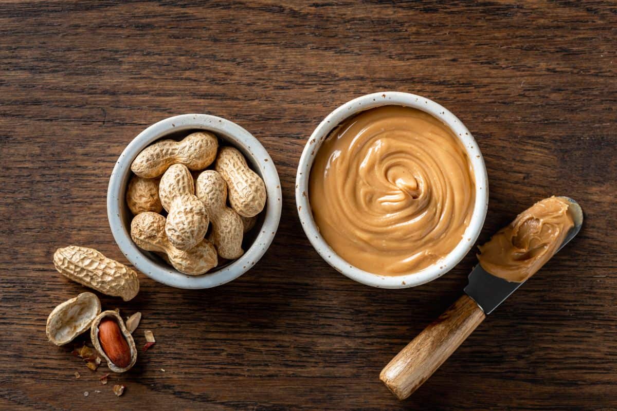 creamy peanut butter and peanuts.