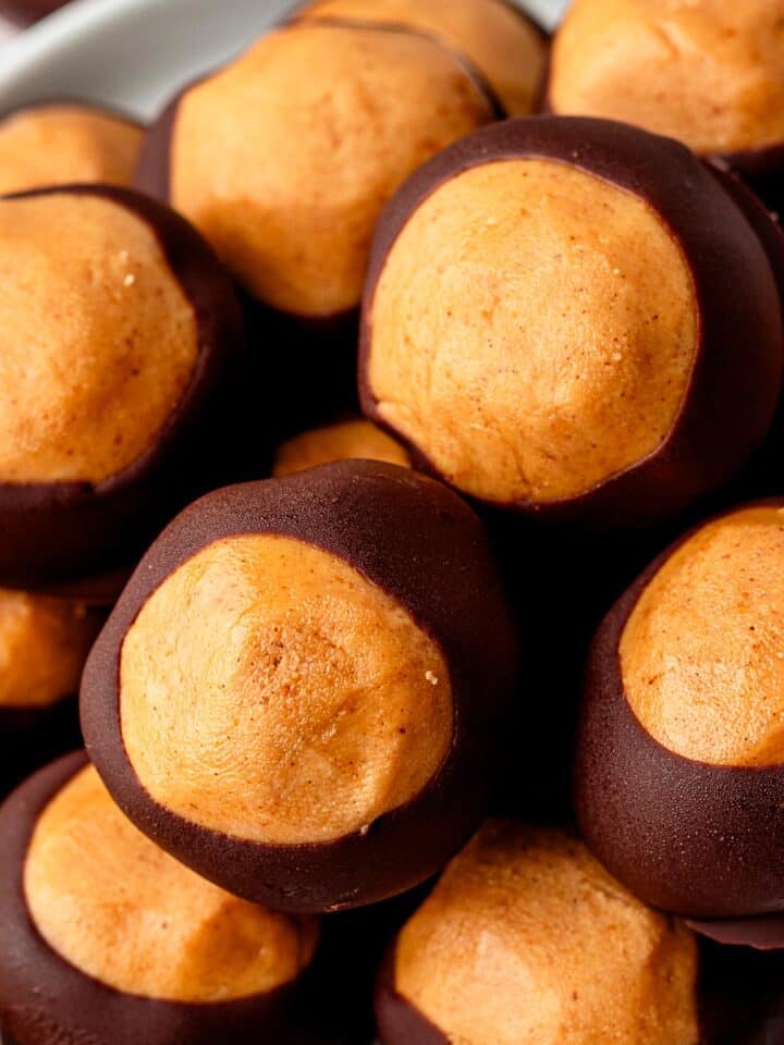 dipped in melted chocolate peanut butter balls.