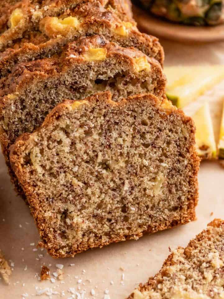 sliced Hawaiian banana pineapple bread