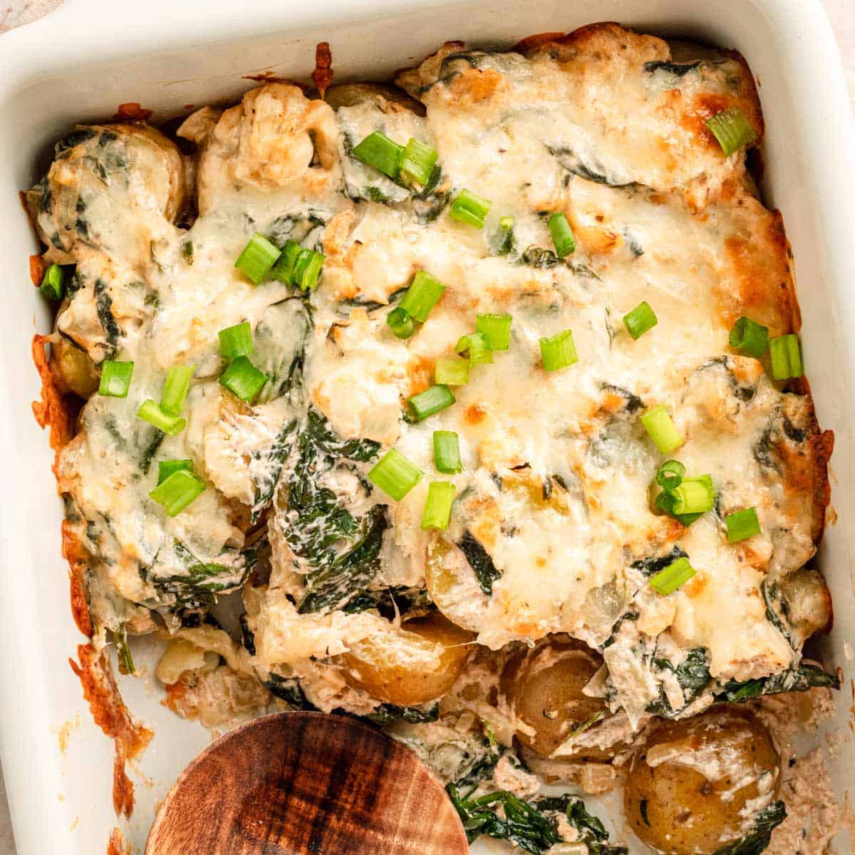Creamy spinach potato casserole.